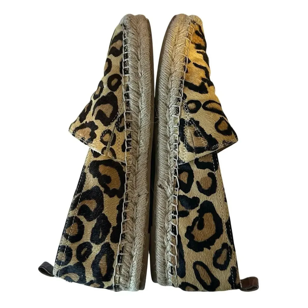 Sam‎ Edelman Khloe Calf Hair Leopard Print Espadrille Slip On Loafers Size 8